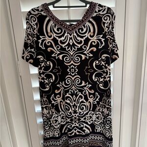 White House Black Market Black and Cream Patterned